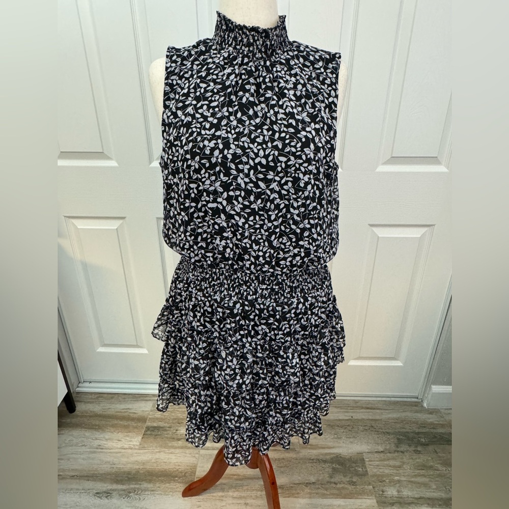 MSK Black and White Floral Halter Smocked Dress size XL
